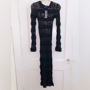 NET NastyGal black crochet midi dress